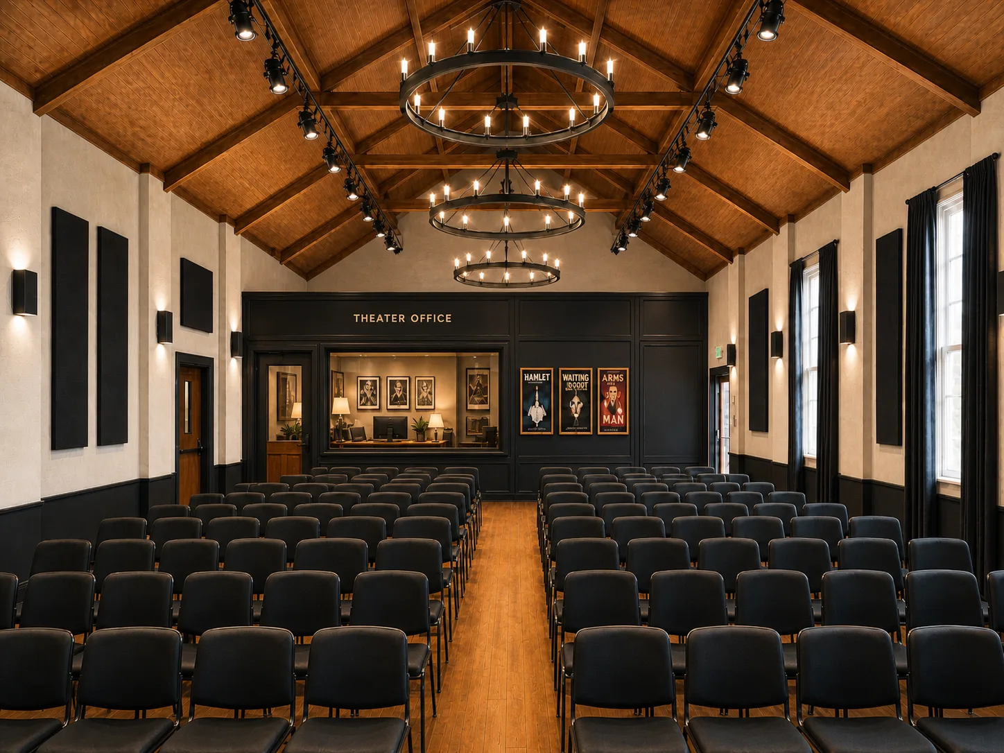 Virtually staged lecture and performance seating concept