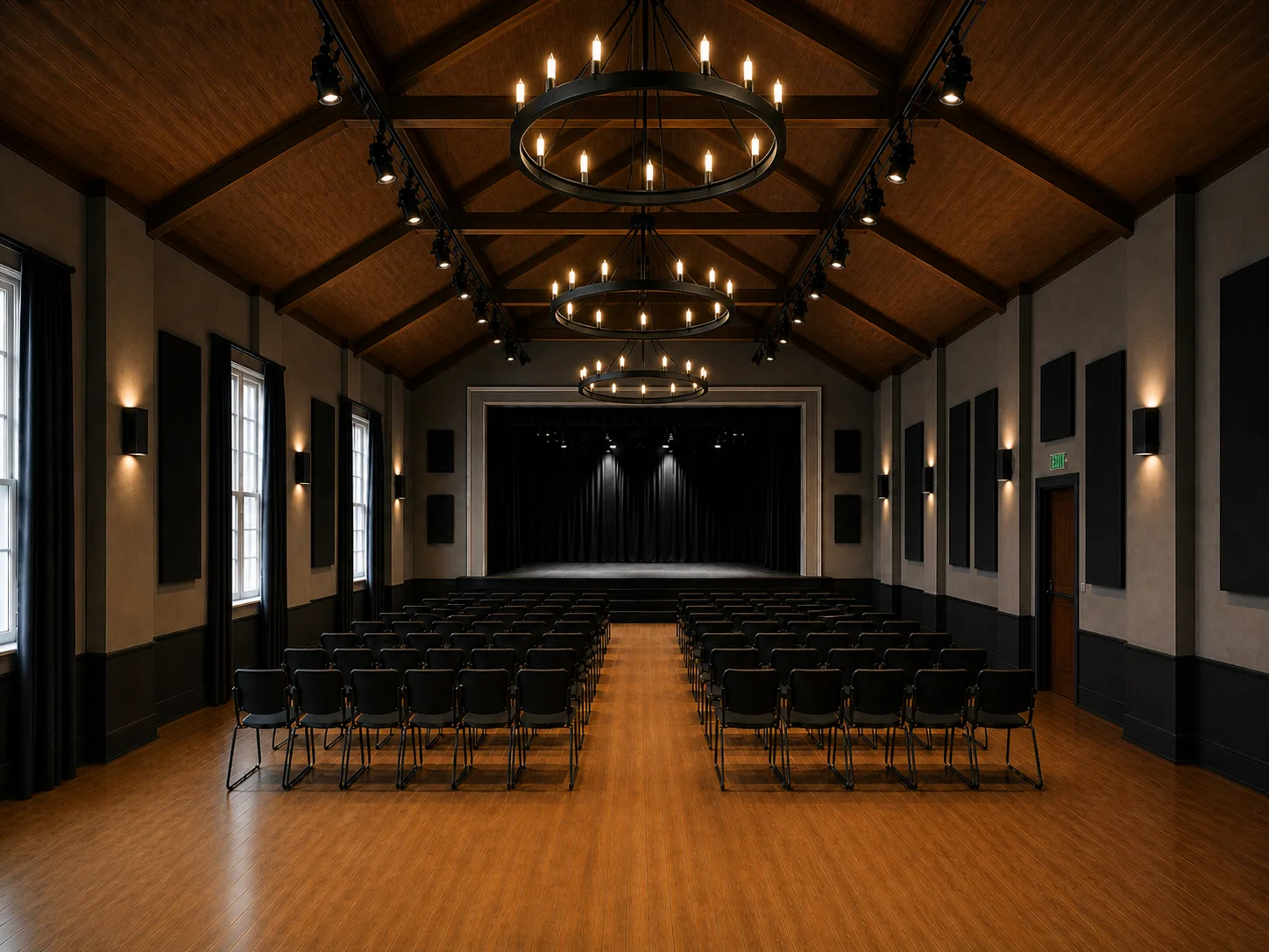Virtually staged theater and event hall concept